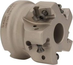 Iscar - 5 Inserts, 2" Cut Diam, 3/4" Arbor Diam, 0.472" Max Depth of Cut, Indexable Square-Shoulder Face Mill - 0/90° Lead Angle, 1.575" High, H490 AN.X 12 Insert Compatibility, Through Coolant, Series Helido - Benchmark Tooling