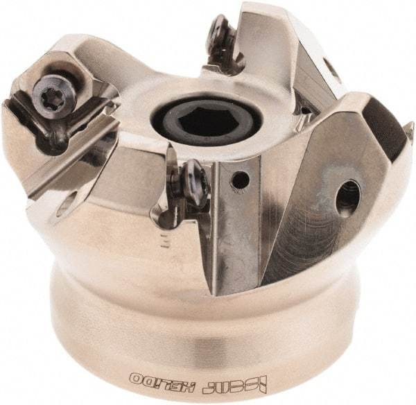 Iscar - 2" Cut Diam, 3/4" Arbor Hole, 0.138" Max Depth of Cut, 45° Indexable Chamfer & Angle Face Mill - 4 Inserts, ONHU 0505\xB6OXMT 0507\xB6S845 SN.U 1305 Insert, Right Hand Cut, 4 Flutes, Series Helido - Benchmark Tooling