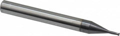 Accupro - 1.5mm, 2 Flute, Single End, Solid Carbide, 0.15mm Corner Radius End Mill - 57mm OAL, 30° Helix, Right Hand Flute, 1.5mm LOC, Right Hand Cut, 5mm Extended Reach - Benchmark Tooling