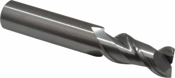 Kennametal - 1/2", 1" LOC, 1/2" Shank Diam, 3" OAL, 2 Flute, Solid Carbide Square End Mill - Single End, Uncoated, Spiral Flute, 45° Helix, Centercutting, Right Hand Cut, Right Hand Flute, Series AADF - Benchmark Tooling