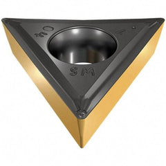 Iscar - TCMT2-1 SM Grade IC807 Carbide Turning Insert - TiAlN/TiN Finish, 60° Triangle, 1/4" Inscr Circle, 3/32" Thick, 1/64" Corner Radius - Benchmark Tooling