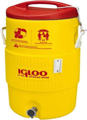 Igloo - 10 Gal Beverage Cooler - Plastic, Yellow/Red - Benchmark Tooling