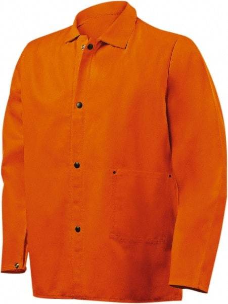 Steiner - Size M Welding & Flame Resistant/Retardant Jacket - Orange, Cotton, Snaps Closure, 40 to 42" Chest - Benchmark Tooling