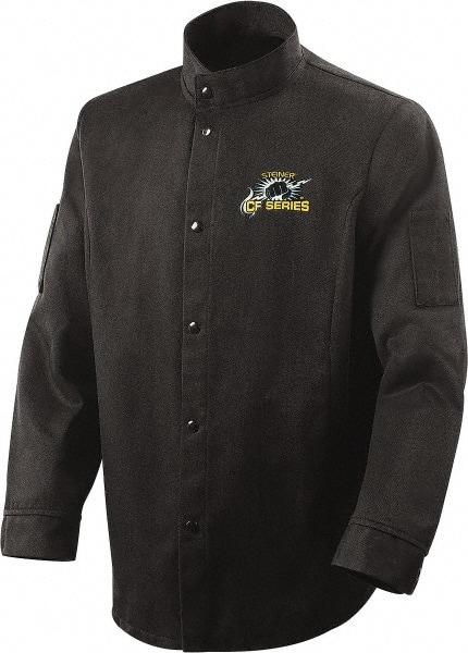 Steiner - Size 2XL Welding & Flame Resistant/Retardant Jacket - Black, Carbonized Fiber, Snaps Closure, 56 to 58" Chest - Benchmark Tooling
