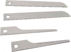 Disston - 4 Piece, 3" to 4" Long x 0.03" Thick, Bi-Metal Reciprocating Saw Blade Set - Straight Profile, 18 to 32 Teeth per Inch, Toothed Edge, Angled Tip - Benchmark Tooling