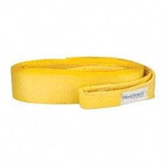 Value Collection - 30' Long x 4" Wide, 35,000 Lb Basket Capacity, 1 Ply, Polyester Web Sling - Yellow - Benchmark Tooling