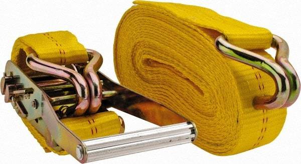 Value Collection - 27' Long x 2" Wide, 10,000 Lb Basket Capacity, 1 Ply, Polyester Web Sling - Yellow - Benchmark Tooling