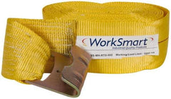 Value Collection - 27' Long x 4" Wide, 1 Ply, Polyester Web Tie Down Strap - Yellow - Benchmark Tooling