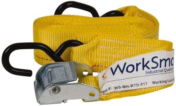 Value Collection - 15' Long x 2" Wide, 1,200 Lb Basket Capacity, 1 Ply, Polyester Web Sling - Yellow - Benchmark Tooling