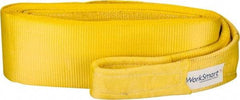 Value Collection - 30' Long x 6" Wide, 55,000 Lb Basket Capacity, 1 Ply, Polyester Web Sling - Yellow - Benchmark Tooling