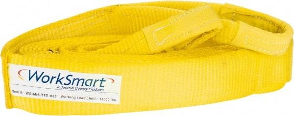 Value Collection - 30' Long x 3" Wide, 27,000 Lb Basket Capacity, 1 Ply, Polyester Web Sling - Yellow - Benchmark Tooling