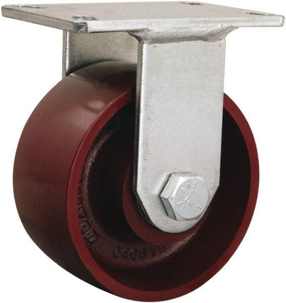 Hamilton - 6" Diam x 8" OAH Top Plate Mount Rigid Track - Iron, 2,500 Lb Capacity, Tapered Roller Bearing, 5-1/4 x 7-1/4" Plate - Benchmark Tooling