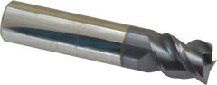 Accupro - 1/2", 5/8" LOC, 1/2" Shank Diam, 2-1/2" OAL, 3 Flute, Solid Carbide Square End Mill - Single End, AlTiN Finish, Spiral Flute, Variable° Helix, Centercutting, Right Hand Cut, Right Hand Flute - Benchmark Tooling