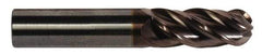 Accupro - 1/4" Diam, 3/4" LOC, 4 Flute Solid Carbide Ball End Mill - AlTiN Finish, Single End, 2-1/2" OAL, 1/4" Shank Diam, Spiral Flute - Benchmark Tooling