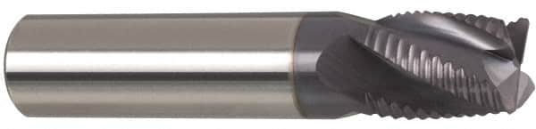 Accupro - 5/16" Diam, Fine Pitch, 1-1/8" LOC, 4 Flute Solid Carbide Roughing Square End Mill - AlTiN Finish, 3" OAL, 5/16" Shank Diam, Single End, Centercutting, 30° Helix - Benchmark Tooling