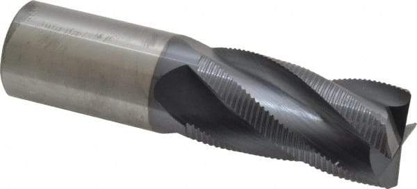 Accupro - 1" Diam, Fine Pitch, 2" LOC, 4 Flute Solid Carbide Roughing Square End Mill - AlTiN Finish, 4" OAL, 1" Shank Diam, Single End, 30° Helix - Benchmark Tooling