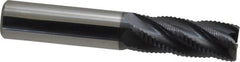 Accupro - 1/2" Diam, Fine Pitch, 1-1/4" LOC, 5 Flute Solid Carbide Roughing Square End Mill - AlTiN Finish, 3" OAL, 1/2" Shank Diam, Single End, 30° Helix - Benchmark Tooling