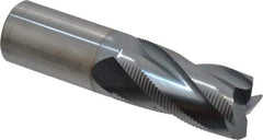 Accupro - 1" Diam, Fine Pitch, 2" LOC, 4 Flute Solid Carbide Roughing Square End Mill - TiCN Finish, 4" OAL, 1" Shank Diam, Single End, 30° Helix - Benchmark Tooling