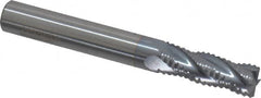 Accupro - 5/16" Diam, Fine Pitch, 7/8" LOC, 4 Flute Solid Carbide Roughing Square End Mill - TiCN Finish, 2-1/2" OAL, 5/16" Shank Diam, Single End, 30° Helix - Benchmark Tooling