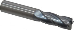 Accupro - 1/2" Diam, Fine Pitch, 1-1/4" LOC, 4 Flute Solid Carbide Roughing Square End Mill - TiCN Finish, 3" OAL, 1/2" Shank Diam, Single End, 30° Helix - Benchmark Tooling