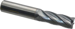 Accupro - 1/2" Diam, Fine Pitch, 1-1/4" LOC, 5 Flute Solid Carbide Roughing Square End Mill - TiCN Finish, 3" OAL, 1/2" Shank Diam, Single End, 30° Helix - Benchmark Tooling