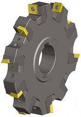 Kennametal - Arbor Hole Connection, 0.614" Cutting Width, 1.357" Depth of Cut, 5" Cutter Diam, 1-1/2" Hole Diam, 12 Tooth Indexable Slotting Cutter - KSSS Toolholder, SPCT, SPET, SPPT Insert, Neutral Cutting Direction - Benchmark Tooling