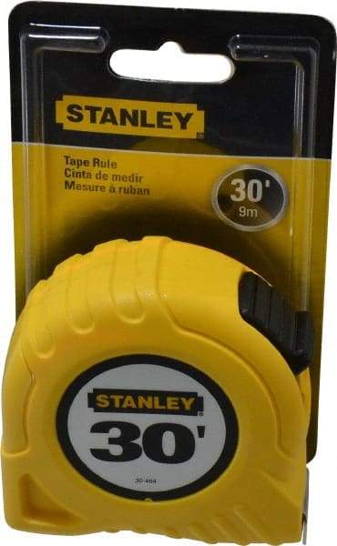 Stanley - 30' x 1" Yellow Blade Tape Measure - 1/16" Graduation, Inch Graduation Style, Yellow Case - Benchmark Tooling