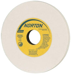 Norton - 6" Diam x 1-1/4" Hole x 1/2" Thick, K Hardness, 120 Grit Surface Grinding Wheel - Aluminum Oxide, Type 1, Fine Grade, 4,140 Max RPM, Vitrified Bond, No Recess - Benchmark Tooling