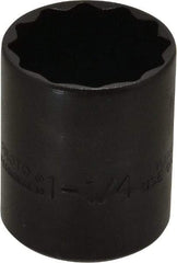 Proto - 1-1/4", 1/2" Drive, Standard Hand Socket - 12 Points, 1-21/32" OAL, Alloy Steel, Black Finish - Benchmark Tooling