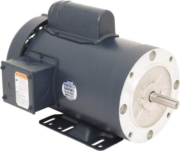 Leeson - 2 Max hp, 3,600 Max RPM, Electric AC DC Motor - 115/230 V Input, Single Phase, 56HC Frame, C-Face with Base Mount, TEFC Enclosure - Benchmark Tooling