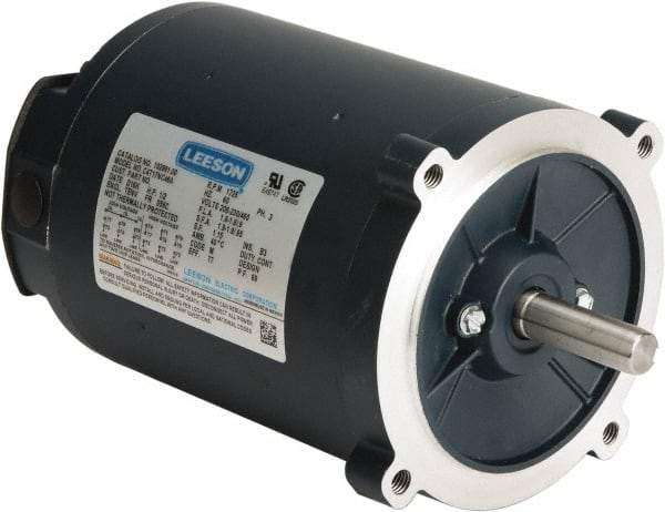 Leeson - 1/4 Max hp, 1,800 Max RPM, Electric AC DC Motor - 230/460 V Input, Three Phase, S56C Frame, C-Face Mount, TENV Enclosure - Benchmark Tooling