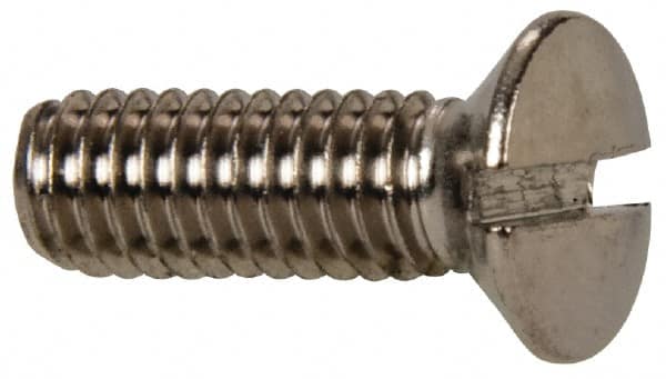Value Collection - M4x0.70 Metric Coarse, 12mm OAL Slotted Drive Machine Screw - Oval Head, Grade 18-8 & A2 Stainless Steel, Uncoated, Without Washer - Benchmark Tooling
