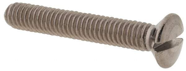 Value Collection - M4x0.70 Metric Coarse, 25mm OAL Slotted Drive Machine Screw - Oval Head, Grade 18-8 & A2 Stainless Steel, Uncoated, Without Washer - Benchmark Tooling