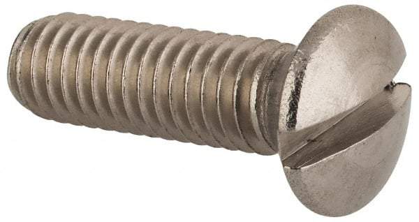 Value Collection - M6x1.00 Metric Coarse, 20mm OAL Slotted Drive Machine Screw - Oval Head, Grade 18-8 & A2 Stainless Steel, Uncoated, Without Washer - Benchmark Tooling