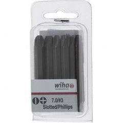 Wiha - 1/4" Drive, #3 Reversible Phillips/Slotted Screwdriver Bit - 2-3/8" OAL - Benchmark Tooling