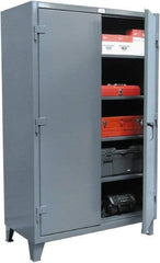 Strong Hold - 4 Shelf 6 Bin Locking Storage Cabinet - Steel, 60" Wide x 24" Deep x 72" High, Dark Gray - Benchmark Tooling