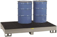 Little Giant - 99 Gal Sump, 6,000 Lb Capacity, 6 Drum, Steel Spill Deck or Pallet - 51" Long x 76" Wide x 10-1/2" High, Gray and Black, Liftable Fork, Vertical, 2 x 3 Drum Configuration - Benchmark Tooling