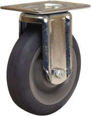 Hamilton - 5" Diam x 1-3/8" Wide x 6-1/16" OAH Top Plate Mount Rigid Caster - Rubber Mold on Polyolefin, 275 Lb Capacity, Precision Ball Bearing, 3-1/8 x 4-1/8" Plate - Benchmark Tooling