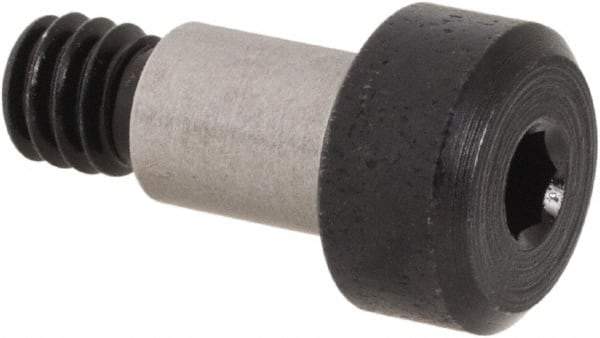 Made in USA - 3/16" Shoulder Diam x 1/4" Shoulder Length, #8-32 UNC, Hex Socket Precision Shoulder Screw - 4140 Alloy Steel, Black Oxide Finish, 5/32" Head Height x 5/16" Head Diam - Benchmark Tooling