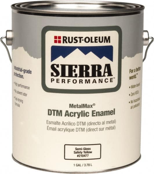 Rust-Oleum - 1 Gal Safety Yellow Semi Gloss Finish Acrylic Enamel Paint - Interior/Exterior, Direct to Metal, <0 gL VOC Compliance - Benchmark Tooling