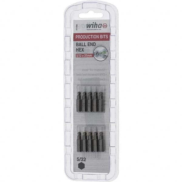 Wiha - 1/4" Drive, Hex Inch Screwdriver Bit - 1" OAL - Benchmark Tooling