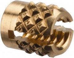 E-Z LOK - #4-40 UNC Brass Flush Press Fit Threaded Insert for Plastic - 3/16" OAL, 0.166" Insert Diam, 5/32" Hole Diam, 5/32" Drill - Benchmark Tooling