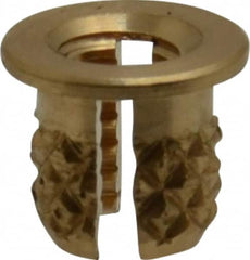 E-Z LOK - #4-40 UNC Brass Flanged Press Fit Threaded Insert for Plastic - 3/16" OAL, 0.166" Insert Diam, 5/32" Hole Diam, 5/32" Drill - Benchmark Tooling