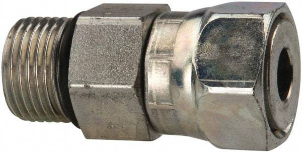 Parker - 1/2" OD, Steel Straight Thread Swivel Connector - 9,200 Max Working psi, 7/8" Hex, O-Ring Face Seal/SAE-ORB Ends - Benchmark Tooling