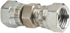 Parker - 1/4" OD, Steel Swivel Union - 9,200 Max Working psi, 5/8" Hex, O-ring Face Seal Ends - Benchmark Tooling