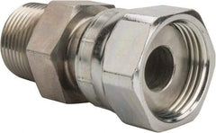 Parker - 3/4" OD, Steel Pipe Thread Swivel Connector - 5,500 Max Working psi, 1-1/4" Hex, O-Ring Face Seal/NPTF Ends - Benchmark Tooling