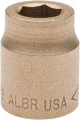 Ampco - 1/2", 1/2" Drive, Standard Hand Socket - 6 Points, 1-3/16" OAL, Aluminum Bronze - Benchmark Tooling