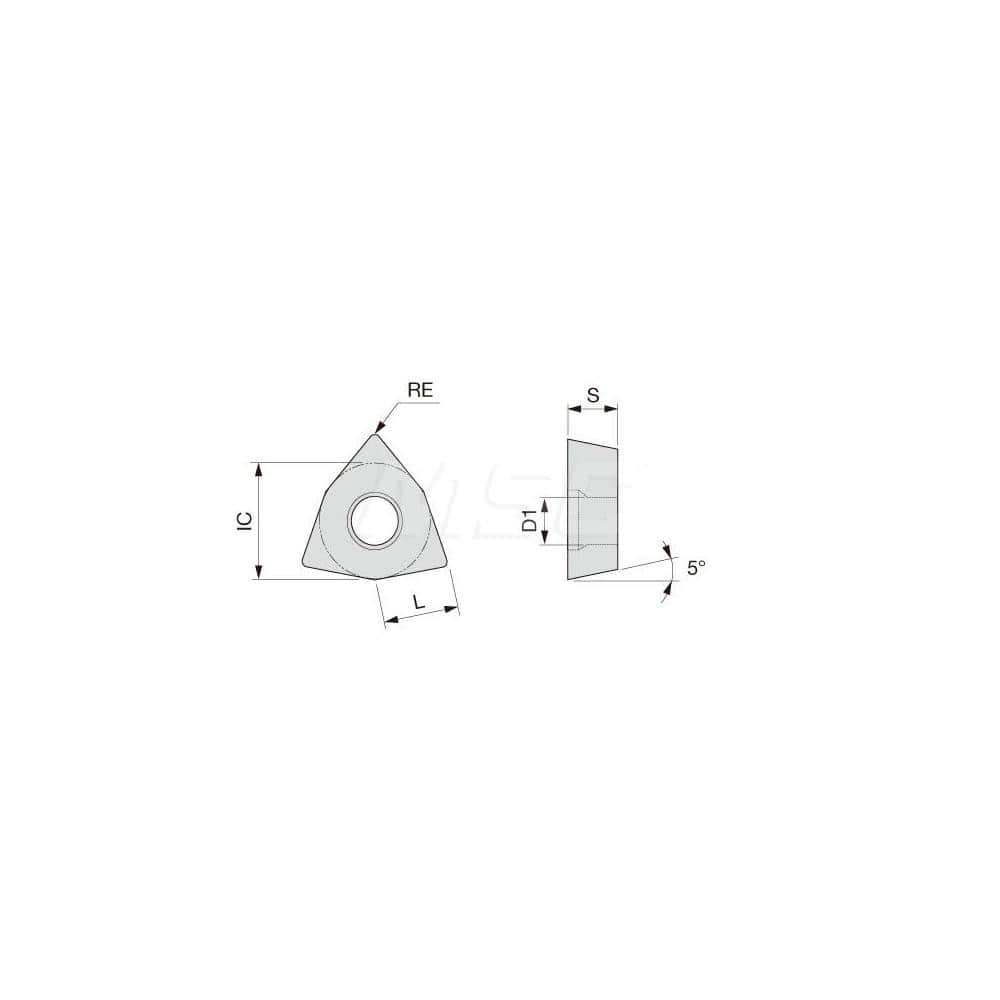 Turning Insert:  WBGT520.5L-W08 GH110,  Solid Carbide TiCNO Finish,  Left Hand,  0.0080″ Corner Radius,  80.0 &deg N/A Trigon,  Series  WBGT