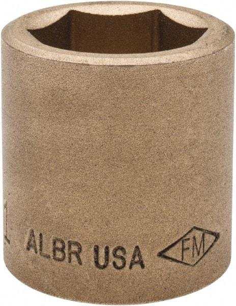 Ampco - 1", 1/2" Drive, Standard Hand Socket - 6 Points, 1-1/2" OAL, Aluminum Bronze - Benchmark Tooling