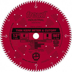 Freud - 12" Diam, 1" Arbor Hole Diam, 96 Tooth Wet & Dry Cut Saw Blade - Carbide-Tipped, Standard Round Arbor - Benchmark Tooling